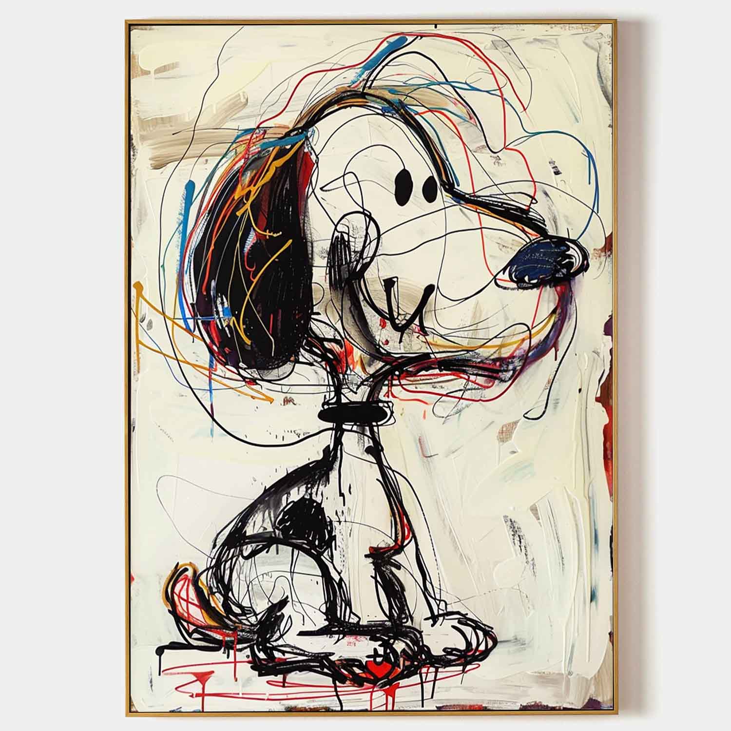 Snoopy Graffiti Art Children's Room Snoopy Canvas Wall Art for Sale Colorful Snoopy Graffiti Street Oil Painting