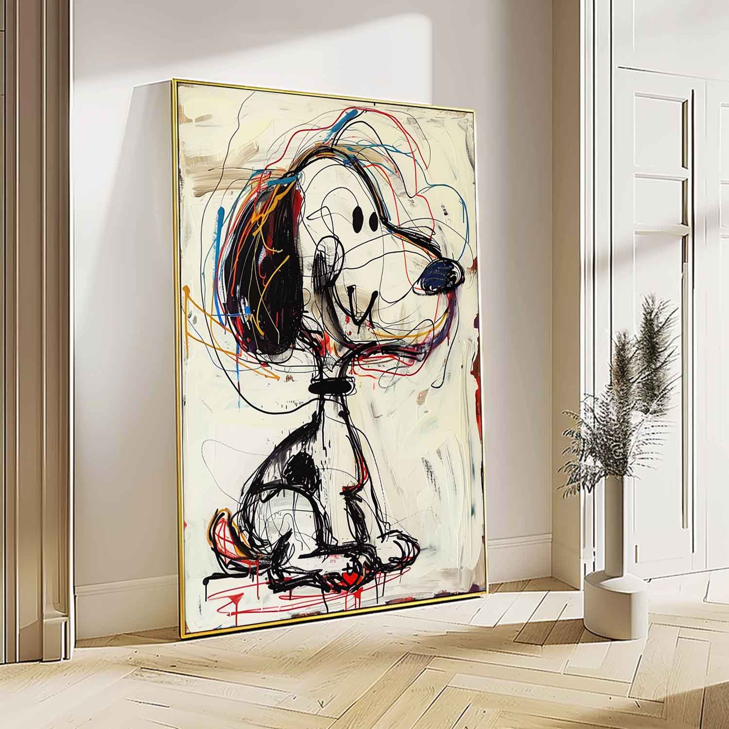 Snoopy Graffiti Art Children's Room Snoopy Canvas Wall Art for Sale Colorful Snoopy Graffiti Street Oil Painting